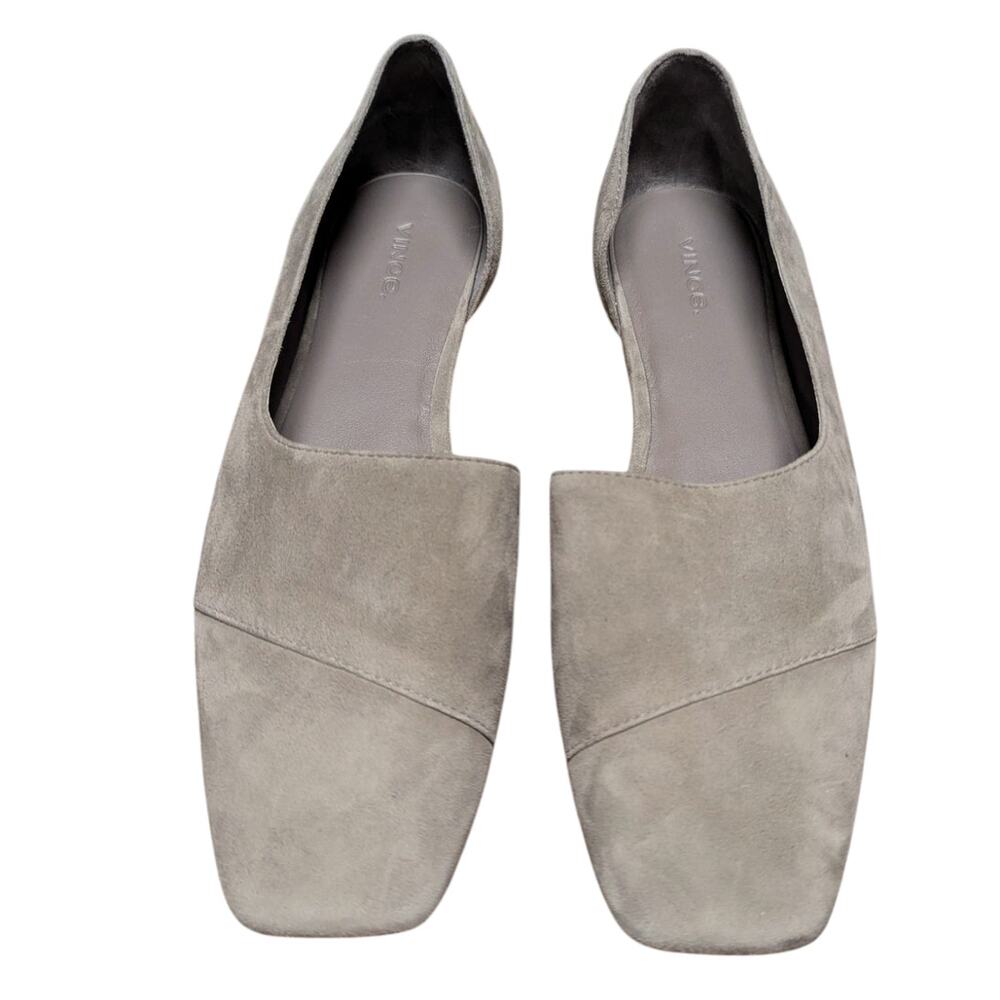 Vince Suede Square Toe Flats Grey Slip On Shoes Size 10M